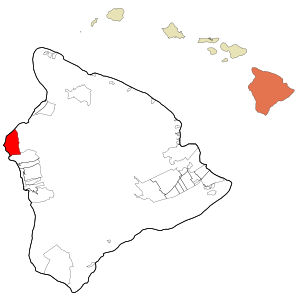 Location in Hawaii County and the state of Hawaii