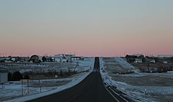 A view of Hayes while traveling west on Highway 14.