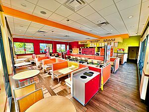 Inside a Del Taco restaurant