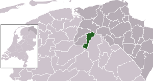 Highlighted position of Leek in a municipal map of Groningen