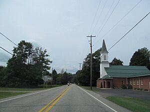 Westbound PA 27 in the village of Pittsfield