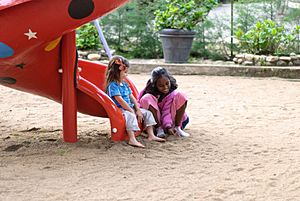 Two girls talking