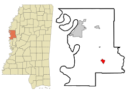 Location of Hollandale, Mississippi