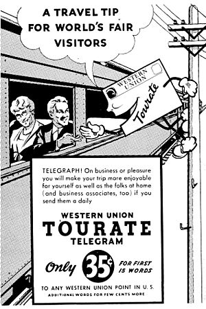 Western Union "TOURATE" Telegram ad 1939
