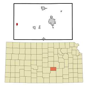 Location within Harvey County and Kansas