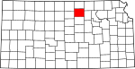 State map highlighting Cloud County