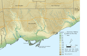 Topographical Map of Toronto