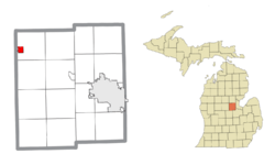 Location within Midland County and the state of Michigan