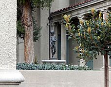 The Spirit of Spanish Music, a bronze sculpture, in the center of Lebus Courtyard