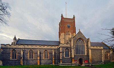 Kingston, All Saints church, from the churchyard