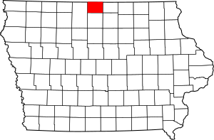 Map of Iowa highlighting Winnebago County