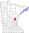 State map highlighting Kanabec County