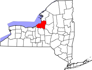 Map of New York highlighting Oswego County