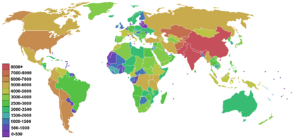 Countries by highest point map