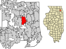 Location of Glen Ellyn in DuPage County, Illinois.