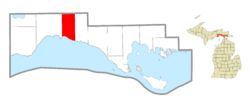 Location within Mackinac County