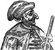 Maxym Kryvonis (woodcut of Kryvonis's likeness, probably a Polish caricature)