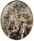 Georges Braque, spring 1910, Femme tenant une Mandoline, 92 x 73 cm, Bayerische Staatsgemäldesammlungen, Munich..