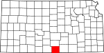 State map highlighting Harper County