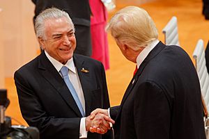 Michel Temer and Donald Trump in Hamburg, July 2017