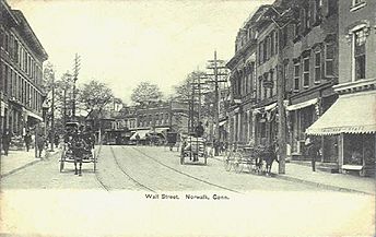 PostcardNorwalkCTWallStreetUndivBackCA1901to1907