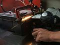 Skate being sharpened