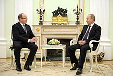 Albert II, Prince of Monaco with Vladimir Putin in Kremlin - Moscow 4 October 2013