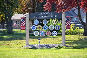 Bartonville sign on east side of town, S Adams Street