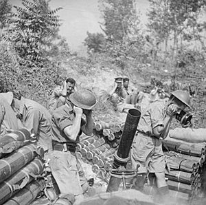 British 4.2 inch mortar fining Cassino 12-05-1944 IWM NA 14735