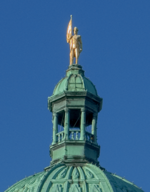 Gold covered George Vancouver statue