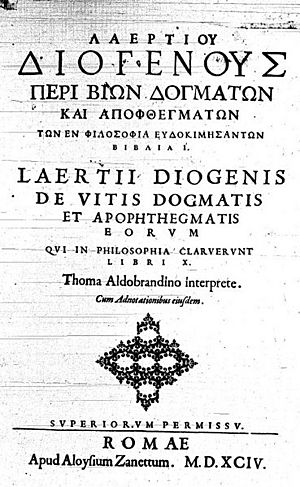 Laertii Diogenis De Vitis Dogmatis et Apophthegmatis Eorum Qui in Philosophia Claruerunt