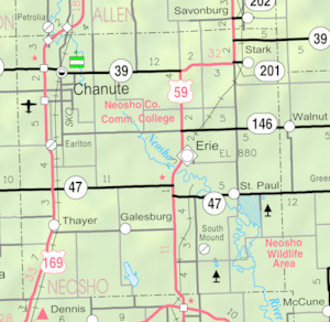 Map of Neosho Co, Ks, USA