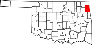 Map of Oklahoma highlighting Delaware County