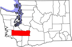 Map of Washington highlighting Lewis County