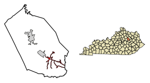 Location of Jeffersonville in Montgomery County, Kentucky