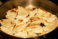 Pierogi frying