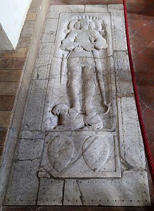 San quirico, collegiata, interno, lastra tombale del conte enrico II di nassau, 1451, 01