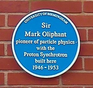 University of Birmingham - Poynting Physics Building - blue plaques group - Oliphant