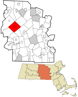 Location in Worcester County and the state of Massachusetts.