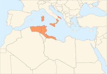 Maximum extent of Aghlabid authority