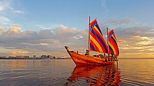 Balangay boat at sunset