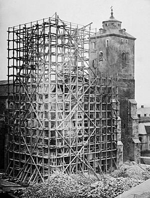 Demolition of the tower of Lund Cathedral