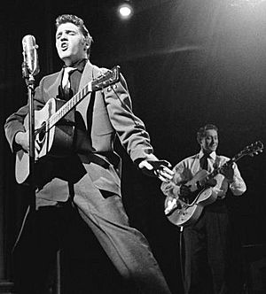 Elvis and Scotty Moore (cropped)