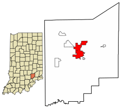 Location of North Vernon in Jennings County, Indiana