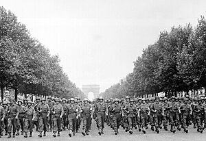 American troops march down the Champs Elysees crop