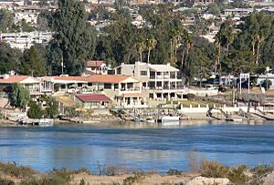 View of Bullhead City  with the Colorado River in the foreground