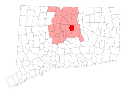 Location in Hartford County, Connecticut