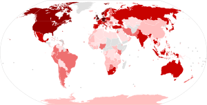 Map of countries with confirmed SARS-CoV-2 Omicron variant cases