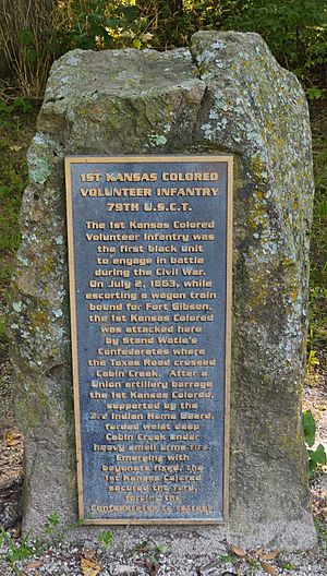 Monument of 1st Kansas Colored Infantry Regiment at Cabin Creek Battle Site, Oklahoma