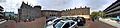 Panorama view of Dublin Castle showing from left to right, gateway to the Dubhlinn Gardens, Chapel Royal, Record Tower, gateway to the upper yard, Treasury Building, visitor reception center, and Palace Street Gate